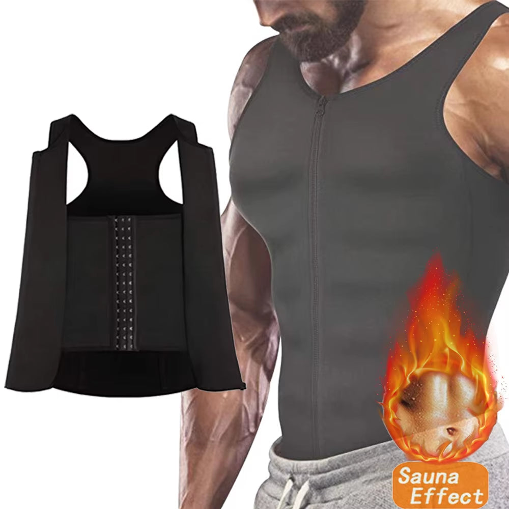 Men Compression Vest for Slimming Sauna Sweat Body Shaper Tight Undershirt Tummy Control Girdle Weight Loss Waist Trainer Tops