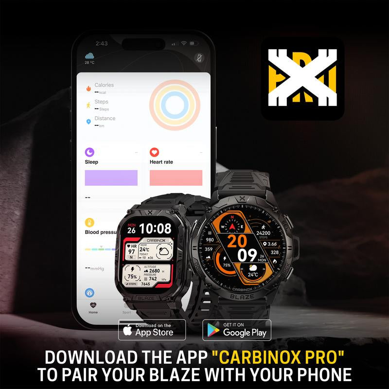 Carbinox Blaze Smart Watch with GPS, Fitness Tracker Compatible with Android and IOS Make Receive Calls Messages, Heart Rate, Monitor Stress Levels, Tracker Oxygen, Monitor Steps Counter, Sleep Tracking, Alarm, Clock, Social Media Notifications