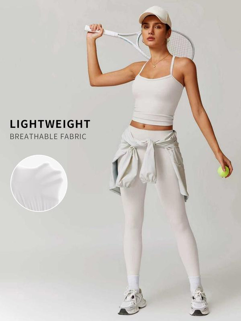 Women'S Solid Cut Out Backless Cami Top & High Waist Leggings Tracksuit Set, Sporty Comfy Breathable Outfits for Yoga Gym Workout Running, Valentine'S Day Gift for Girl, Ladies Summer Sportswear