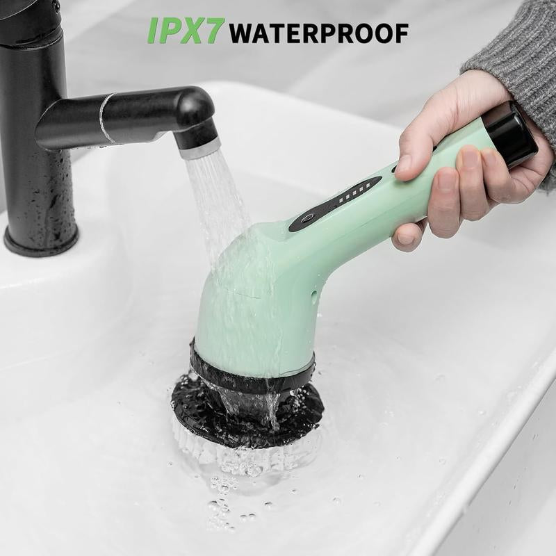 Electric Spin Scrubber, 1 Set Electric Cleaning Brush with 9 Replacement Heads & Removable Telescopic Pole, Household Cleaning Tool for Bathroom, Kitchen, Car, Bathroom Accessories
