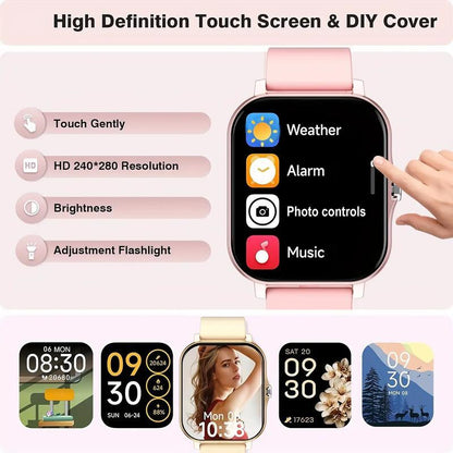 Smart Watch, Wireless Talking/Dialing, Multi-Sport Mode, Call Reminder and Rejection, SMS Reminder, Message Reminder, Various APP Reminders, Multi-Function Display, HD Screen, Gifts, Multiple Colors Alloy Charging Pink Smartphone Usb Wearable Rechargeable