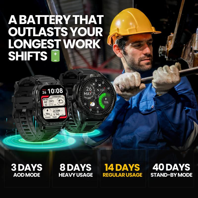 Carbinox Blaze Smart Watch with GPS, Fitness Tracker Compatible with Android and IOS Make Receive Calls Messages, Heart Rate, Monitor Stress Levels, Tracker Oxygen, Monitor Steps Counter, Sleep Tracking, Alarm, Clock, Social Media Notifications